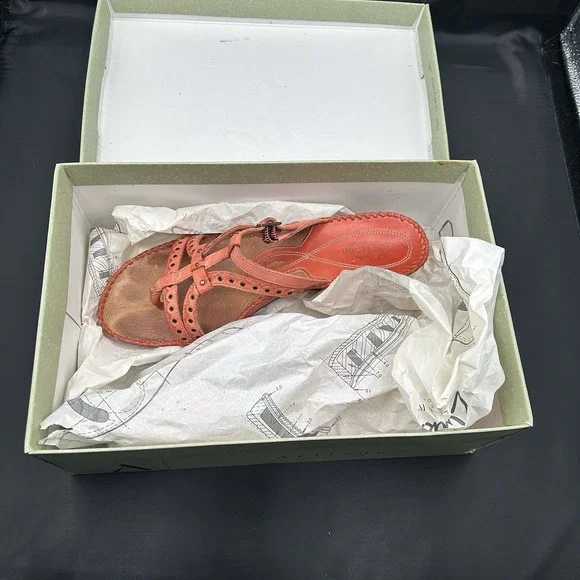 Clarks Artisan Sago Wedge Sandals Womens Size 8.5 Mango Leather Grommeted Straps - Picture 15 of 15